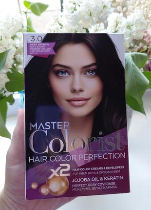 Двойная краска для волос master colorist 3.0 темно-коричневый туречня 2x50 мл+2x50 мл+10 мл