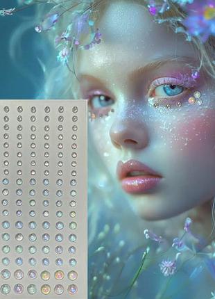 Стрази для обличчя, макіяж стразами 3, 4, 5, 6 мм 162 шт aurora symphony
