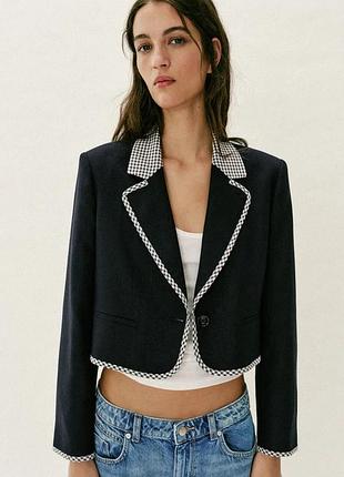 Блейзер жіночий синій вкорочений zara new