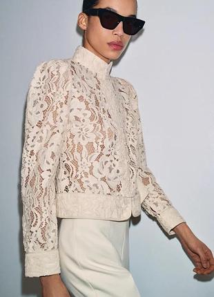 Блейзер жіночий бежевий мереживний zara new