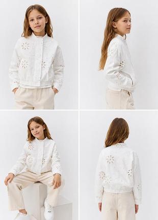Куртка zara зі швейцарською вишивкою 🤍 розмір: 8–9 років (131 см)