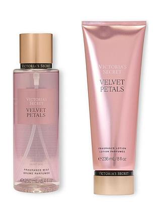 Набор для тела victoria's secret velvet petals (мист 250 мл + лосьон 236 мл)
