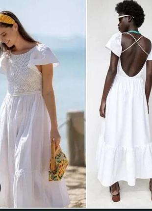 Білосніжне плаття з льону від zara