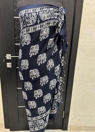 Парео, накидка, шарф з принтом слони 157. 113