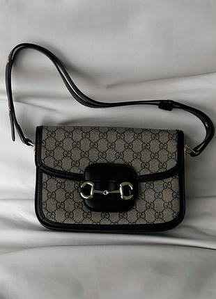 Gucci horsebit 1955 черно-серый е