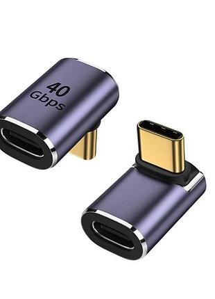 Кутовий адаптер type-c мама — type-c тато usb4 40gbps — перехідник usb-c високошвидкісний ver-40