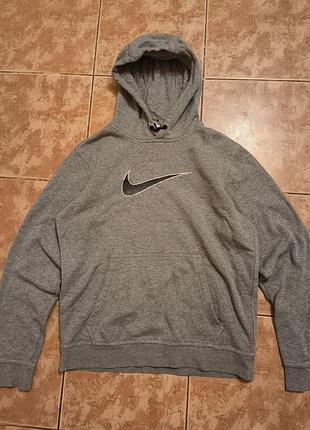 Кофта nike худи как новая серая вышитая логотип