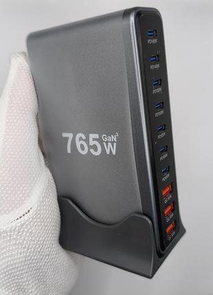 Мощная зарядная станция gan3 pro 765w на 10 портов type-c pd140w usb qc