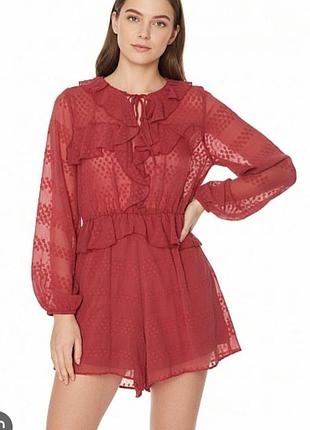 Красивый шифоновый ромпер с длинными рукавами и рюшами от zara🩷💖