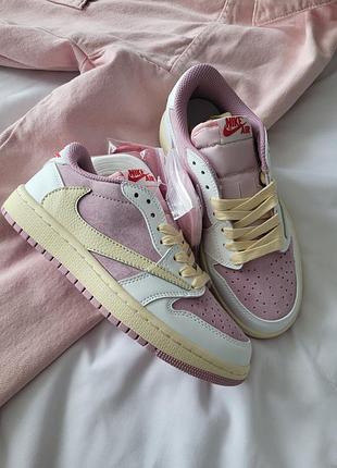 Nike air jordan 1 low x travis scott pink white beige