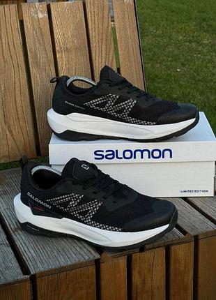 Кроссовки мужские salomon elixir activ, черно-белые демисезонные весна-лето-осень текстиль размер 41-44 новые 3051-5