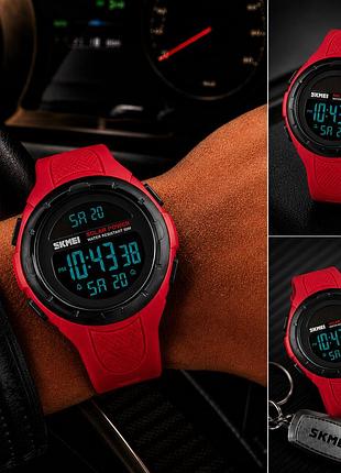 Годинник skmei 1405rd red спортивний аксесуар цифровий дисплей секундомір таймер будильник календар силіконовий ремінець