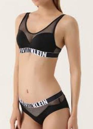 Стильний брендовий купальник calvin klein чорний, з логотипом