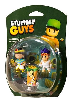 Набір колекц. фігурок stumble guys - сенсей фаєрфіст, клеопатра, кілер (3 фігурки, 6 cm)