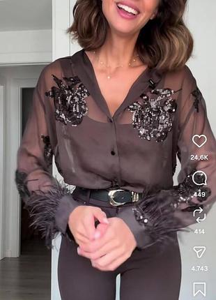 Блузка с вышивкой zara