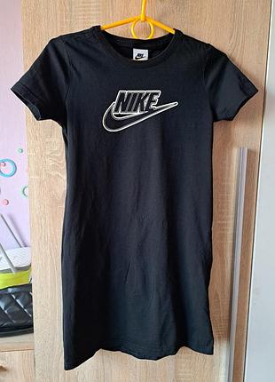 Черное спортивное платье футболка nike с карманами размер м коттон 100%