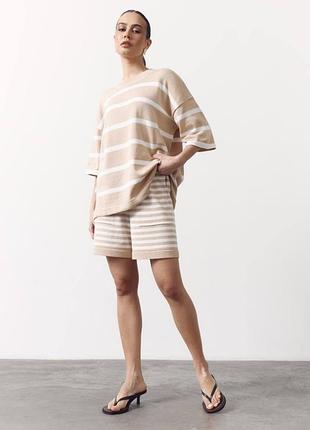 Вязавное костюм oversize футболка и шорты размер