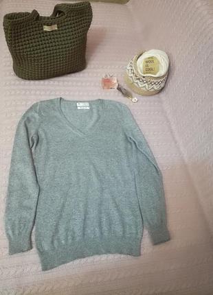 Серый меланжевый с кашемиром (cashmere) свитер пуловер, р.10