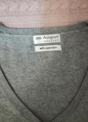 Серый меланжевый с кашемиром (cashmere) свитер пуловер, р.103 фото