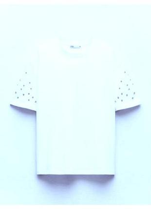 Белая футболка с стразами zara
