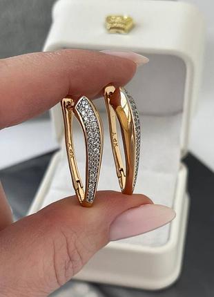 Оригинальные серьги медзолото, камушки