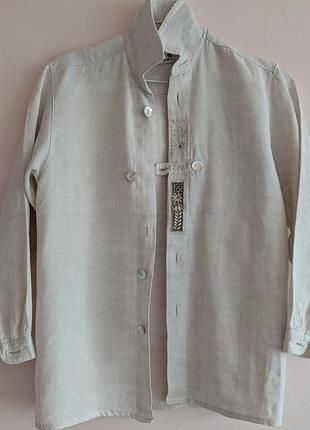 Льняная австрийская винтажная рубашка edelweiss linen с вышивкой эдельвейса