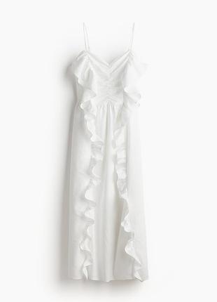 100% лен, белое льняное платье от h&amp;m xxl