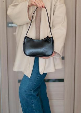 🖤 трендовая женская черная сумка багет на молнии в стиле zara 🖤