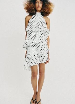 Сукня жіноча в горох з коміром zara new