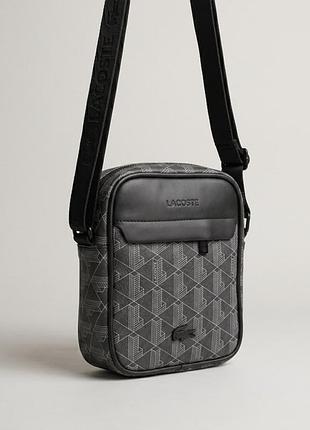 Чоловіча сумка lacoste через плече, сумка барсетка через плече лакоста, сумка чорного кольору lacoste