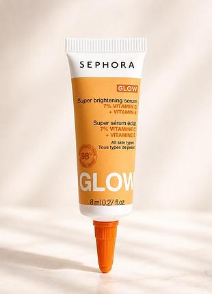 Сироватка для обличчя sephora glow super brightening serum 8 мл – освітлююча, для сяйва шкіри