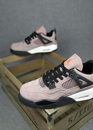 Nike air jordan 4 высокие сиреневые на черной