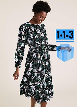 🥰 міді сукня в квітковий принт m&s 14 віскоза
