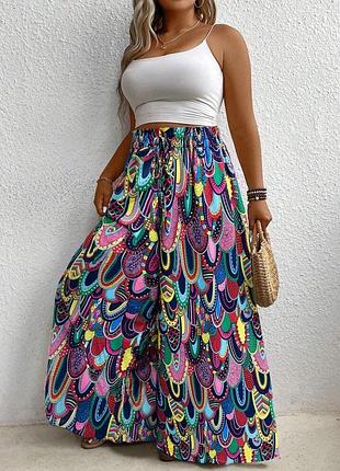 🥰 широкі штани брюки в абстрактний принт shein 4xl