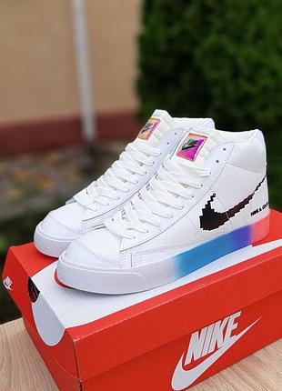 Nike blazer mid have a good game белые цветные неоновые вставки