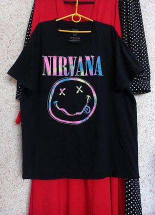 Чорна футболка nirvana унісекс напис принт бавовна
