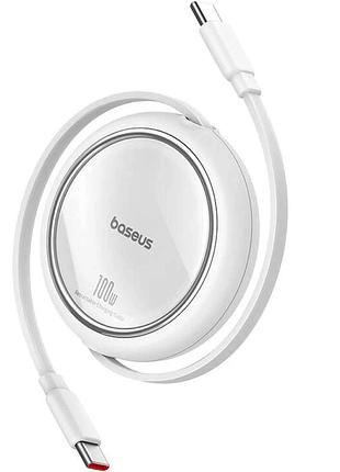 Кабель baseus free2draw mini retractable charging cable type-c to type-c 100w 1m p10364500211-00 white 3