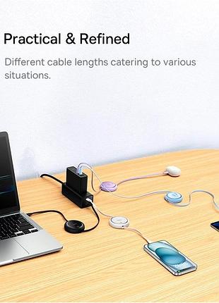 Кабель baseus free2draw mini retractable charging cable type-c to type-c 100w 1m p10364500211-00 white 9