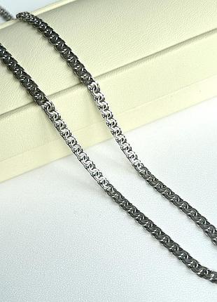 Серебряная литая мужская цепь круглый бисмарк 60 см, 4 мм, 13 гр