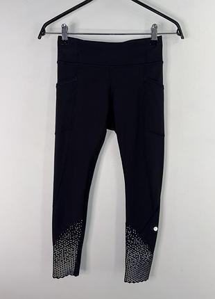 Lululemon tights black scalloped hem reflective tightest stuff 4 size