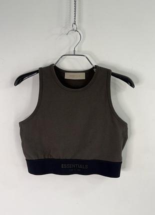 Fear of god essentials women's off black sport tank top m size