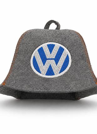 Банная шапка luxyart "volkswagen " натуральный фетр серый (xl-12)