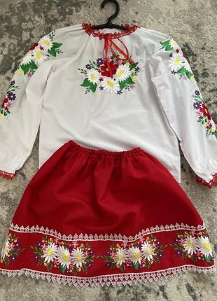 Вишитий українських костюм для дівчинки(сорочка+спідниця+пояс)