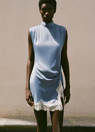 Атласна сукня жіноча блакитна zara new