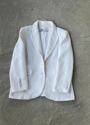 Zara твід , білий твідовий жакет від zara , s-m