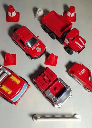 Машинка пожарная 11 штук набор авто модель игрушка пластик, металл