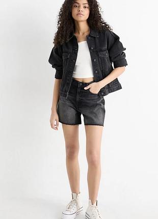 Джинсові шорти жіночі чорні denim 44/46 (50/52) oversize