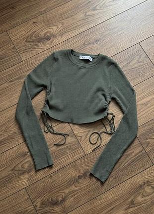 Лонгслів zara оливковий