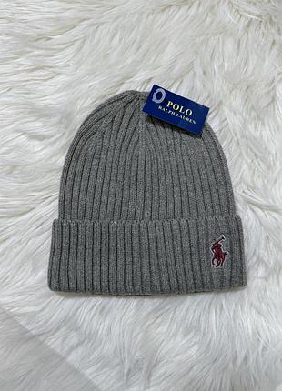 Шапка ralph polo | зимняя шапка ральф поло | шапка поло серый