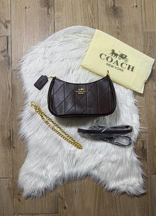 Сумка через плече коач класична | ковч | ручна жіноча сумочка coach коричневий